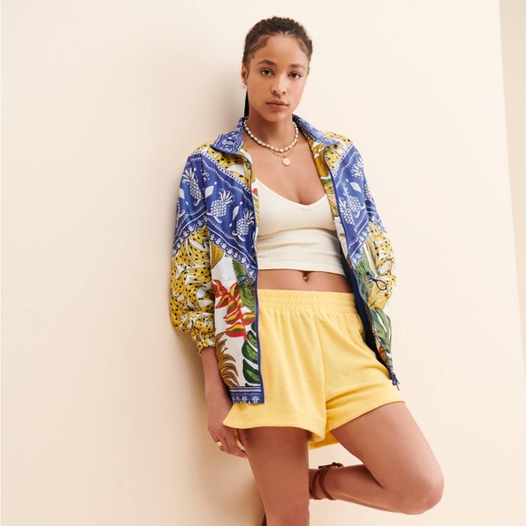 FARM Rio Jackets & Blazers - FARM Rio by Anthropologie Spotted Banana & Pineapple Print Windbreaker Jacket